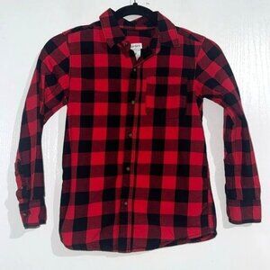 Carters Boys Red & Black Plaid Flannel Shirt Size 8